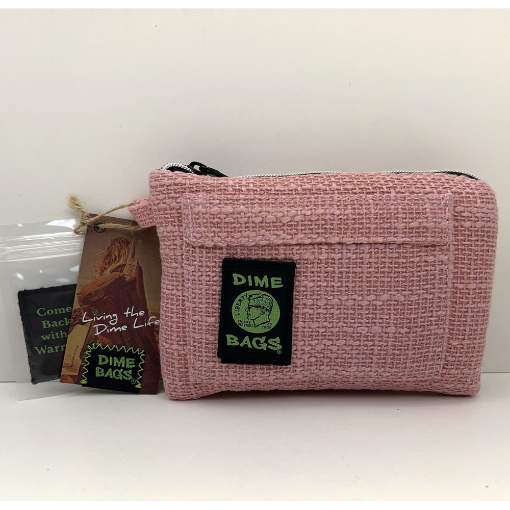 Dime Bags Hemp Recycled Polyester Clutch Bag 8" Padded Smell Proof Pouch Pink